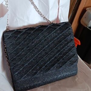 Gunne Sax Black Quilted Overshoulder Elegant  Bag